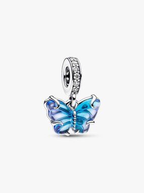 Pandora Blue Murano Glass Butterfly Dangle Charm